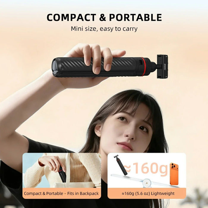 BRDRC Magnetic Tripod for DJI Osmo 360 / Action 5 Pro / Action 4 / Action 3 Aluminum Alloy Quick Release Telescopic Stand - Black - 6