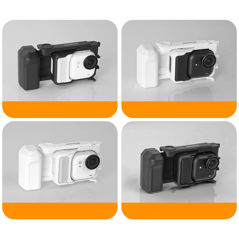 SUNNYLIFE GU-BK150 For Insta360 Go Ultra Rabbit Cage Handle Street Photography Grip Quick Release Frame - Black - 3