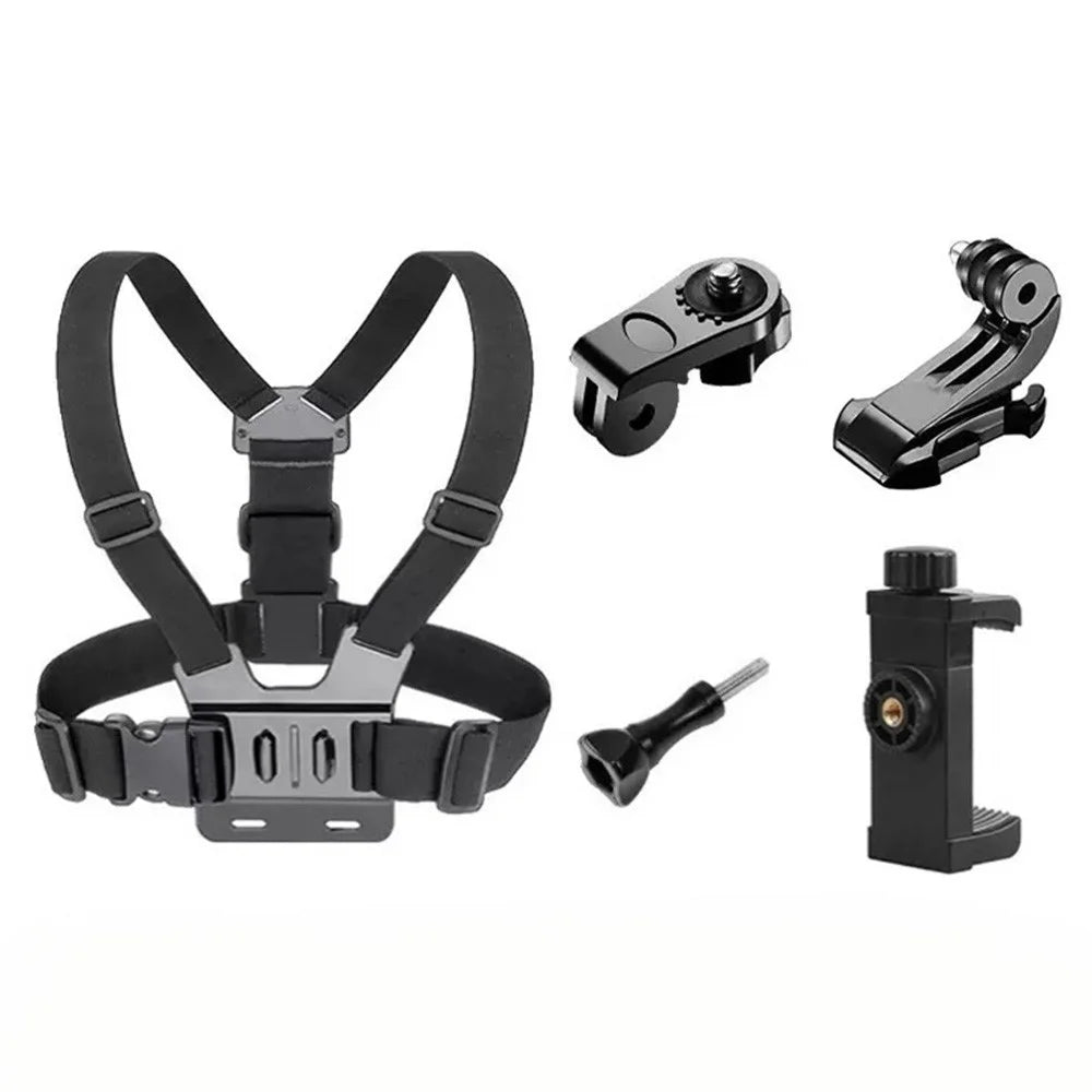 5 in 1 Action Camera Chest Strap Mount Phone Clamp Harness for First Person POV Shooting - 1
