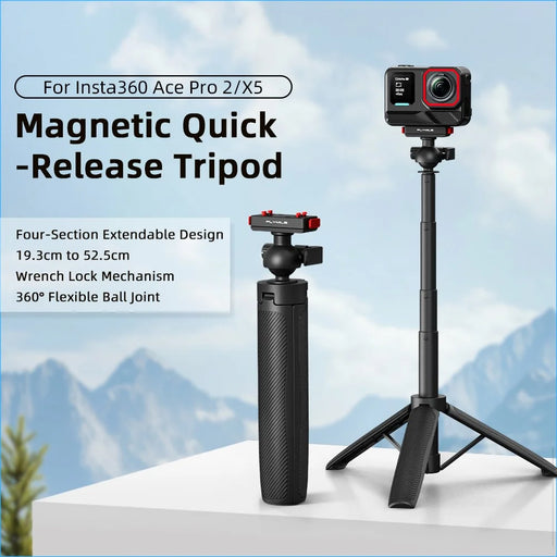 FLYMILE Magnetic Quick-Release Tripod for Insta360 Ace Pro 1  /  2  /  ACE  /  X5 2-in-1 Selfie Stick Telescopic Pole Tripod with Ball Head - 2