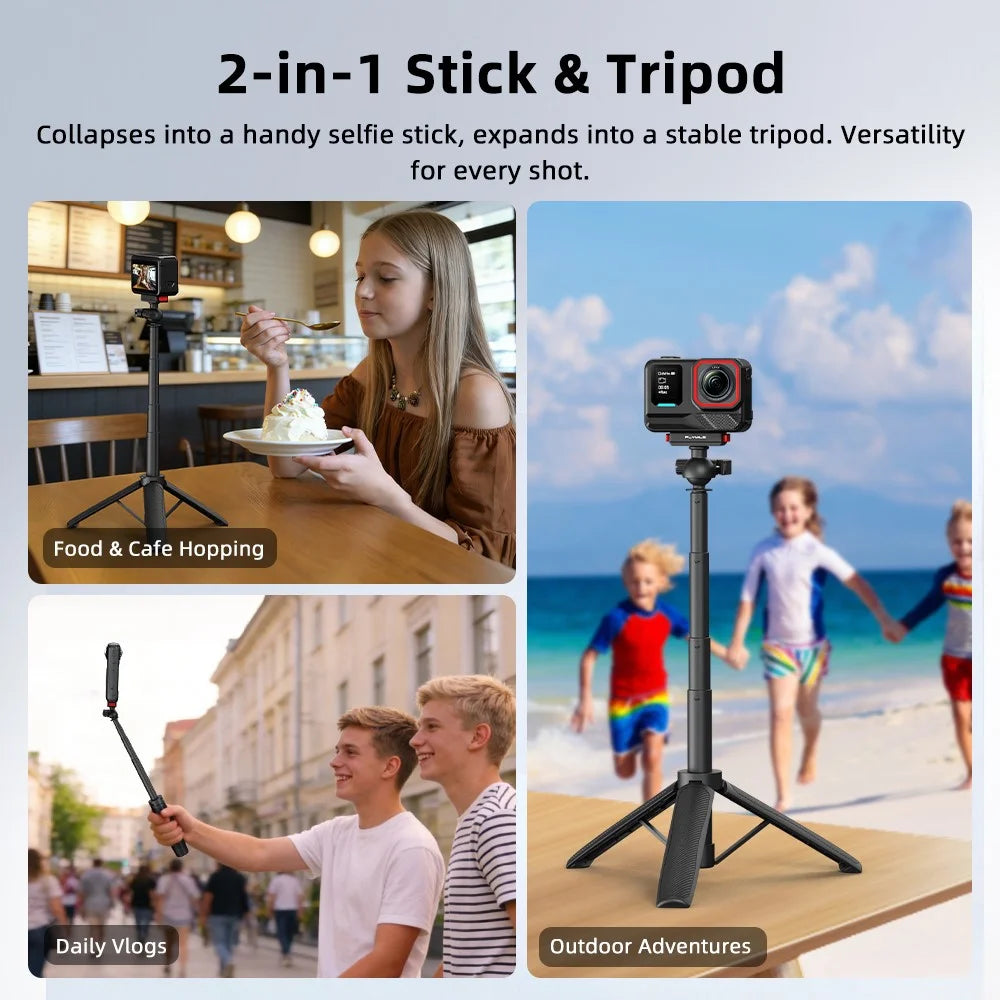 FLYMILE Magnetic Quick-Release Tripod for Insta360 Ace Pro 1  /  2  /  ACE  /  X5 2-in-1 Selfie Stick Telescopic Pole Tripod with Ball Head - 4