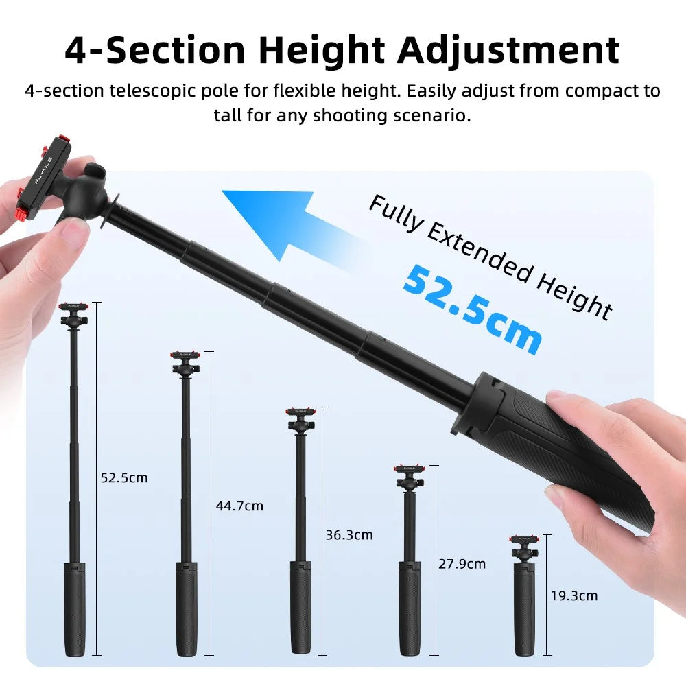 FLYMILE Magnetic Quick-Release Tripod for Insta360 Ace Pro 1  /  2  /  ACE  /  X5 2-in-1 Selfie Stick Telescopic Pole Tripod with Ball Head - 7