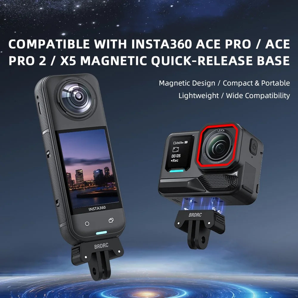BRDRC Quick-Release Base for Insta360 Ace Pro 1  /  Pro 2 Plastic Magnetic Camera Mount Adapter with Dual-Claw Interface - 2