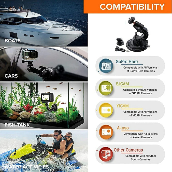 9cm Car Suction Cup Mount 360 Degrees Adjustable Camera Holder 1 / 4 Thread Stand Bracket for GoPro Camera Phone - 4