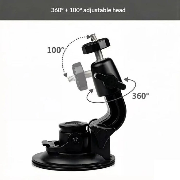9cm Car Suction Cup Mount 360 Degrees Adjustable Camera Holder 1 / 4 Thread Stand Bracket for GoPro Camera Phone - 5