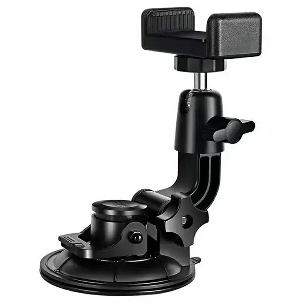 Car Phone Holder 2-in-1 Strong Suction Cup Stand Multi-angle Adjustable Mount with Phone Clamp for Dashboard Windshield - Black - 1