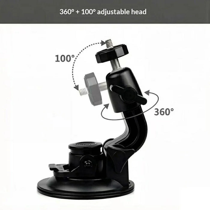 Car Phone Holder 2-in-1 Strong Suction Cup Stand Multi-angle Adjustable Mount with Phone Clamp for Dashboard Windshield - Black - 4