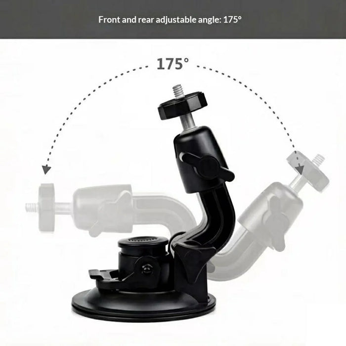 Car Phone Holder 2-in-1 Strong Suction Cup Stand Multi-angle Adjustable Mount with Phone Clamp for Dashboard Windshield - Black - 5