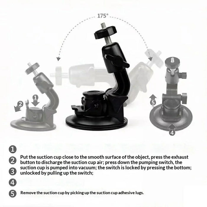 Car Phone Holder 2-in-1 Strong Suction Cup Stand Multi-angle Adjustable Mount with Phone Clamp for Dashboard Windshield - Black - 6