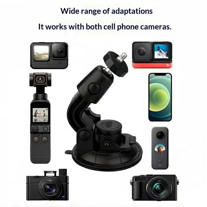 Car Phone Holder 2-in-1 Strong Suction Cup Stand Multi-angle Adjustable Mount with Phone Clamp for Dashboard Windshield - Black - 7