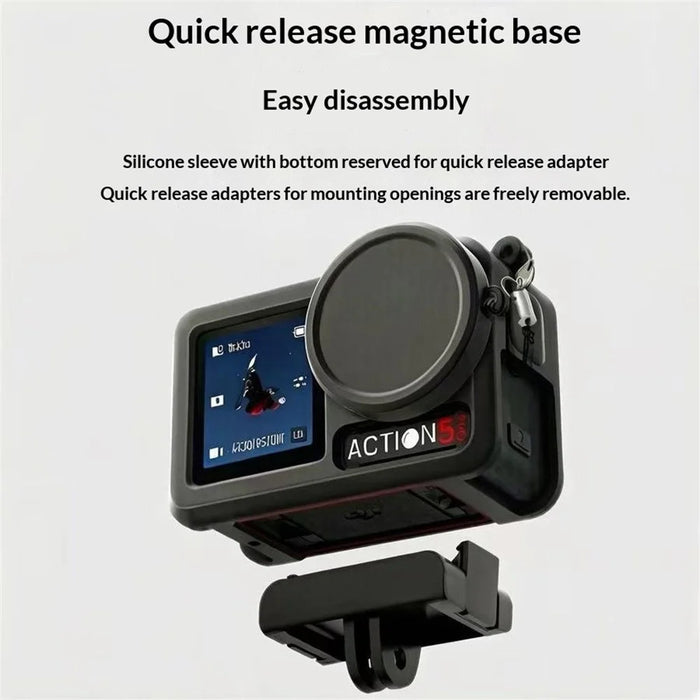 Camera Case Accessory Kit for DJI Osmo Action 5 Pro  /  4  /  3 Waterproof Case Tempered Glass Screen Protector Silicone Cover - Black - 2