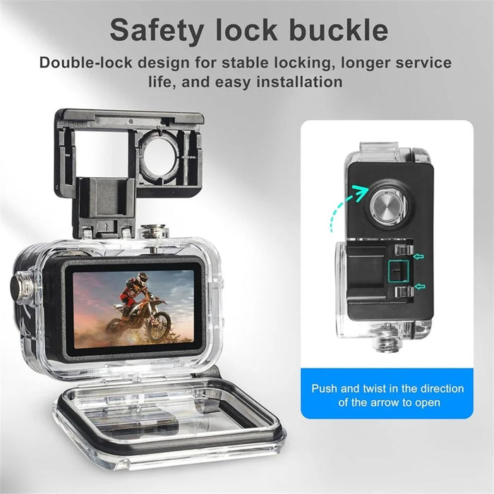 Camera Case Accessory Kit for DJI Osmo Action 5 Pro  /  4  /  3 Waterproof Case Tempered Glass Screen Protector Silicone Cover - Black - 4