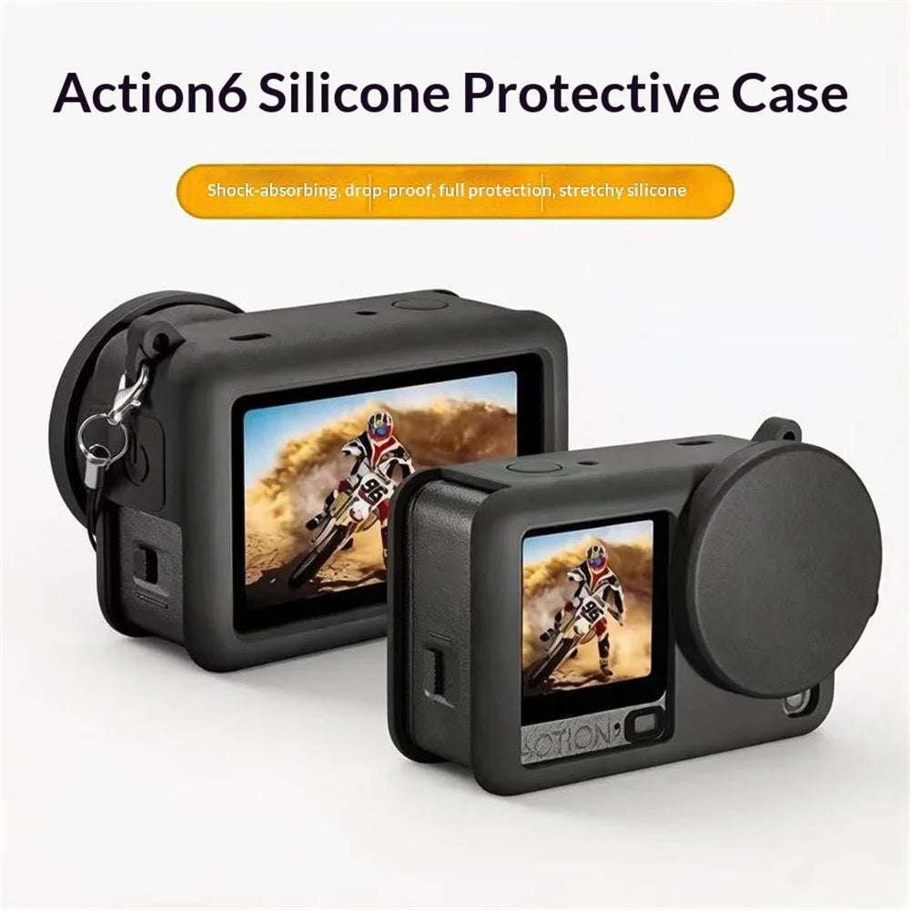 For DJI Osmo Action 6 Waterproof Case + Tempered Glass Film + Silicone Cover Accessory Kit Camera Shockproof 30m Underwater Protection Kit - Black - 3