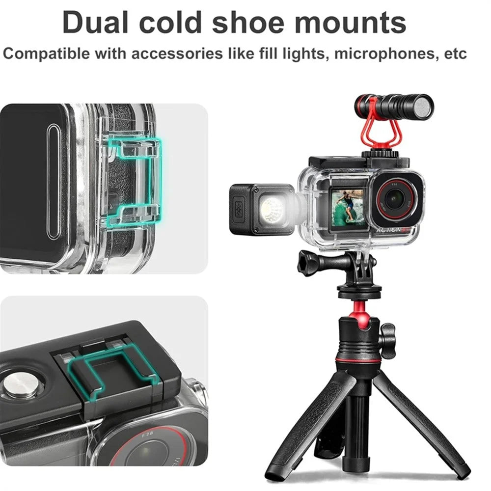 Waterproof Camera Case for DJI Osmo Action 5 Pro  /  4  /  3 Protective Cover with Dual Cold Shoe Mount Anti Fog Inserts - Black  /  White - 4