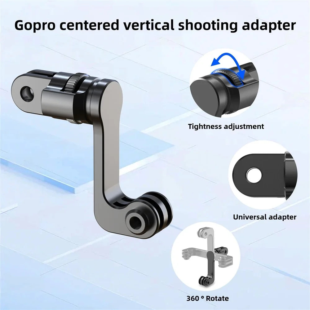 360 Degree Rotating Mount for GoPro Hero 11  /  12  /  13 Aluminum Alloy Vertical Horizontal Adapter Stand with Long Screw - 4