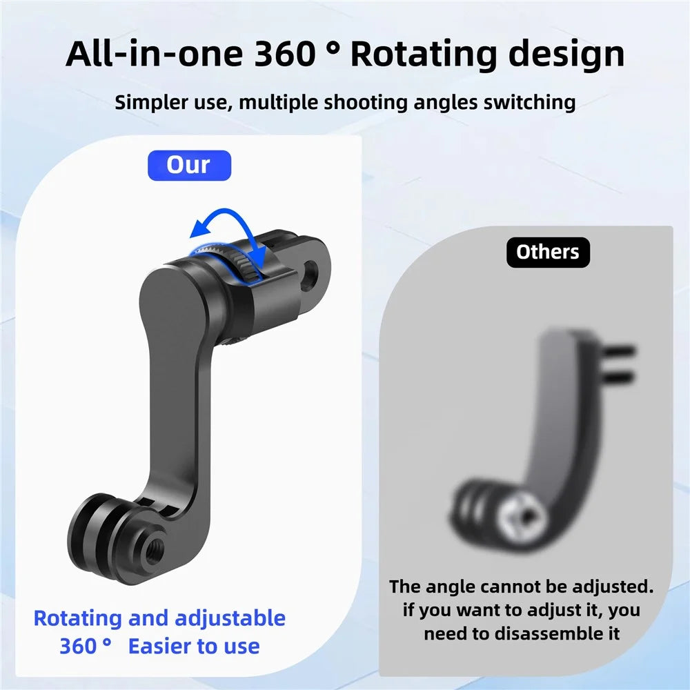 360 Degree Rotating Mount for GoPro Hero 11  /  12  /  13 Aluminum Alloy Vertical Horizontal Adapter Stand with Long Screw - 6