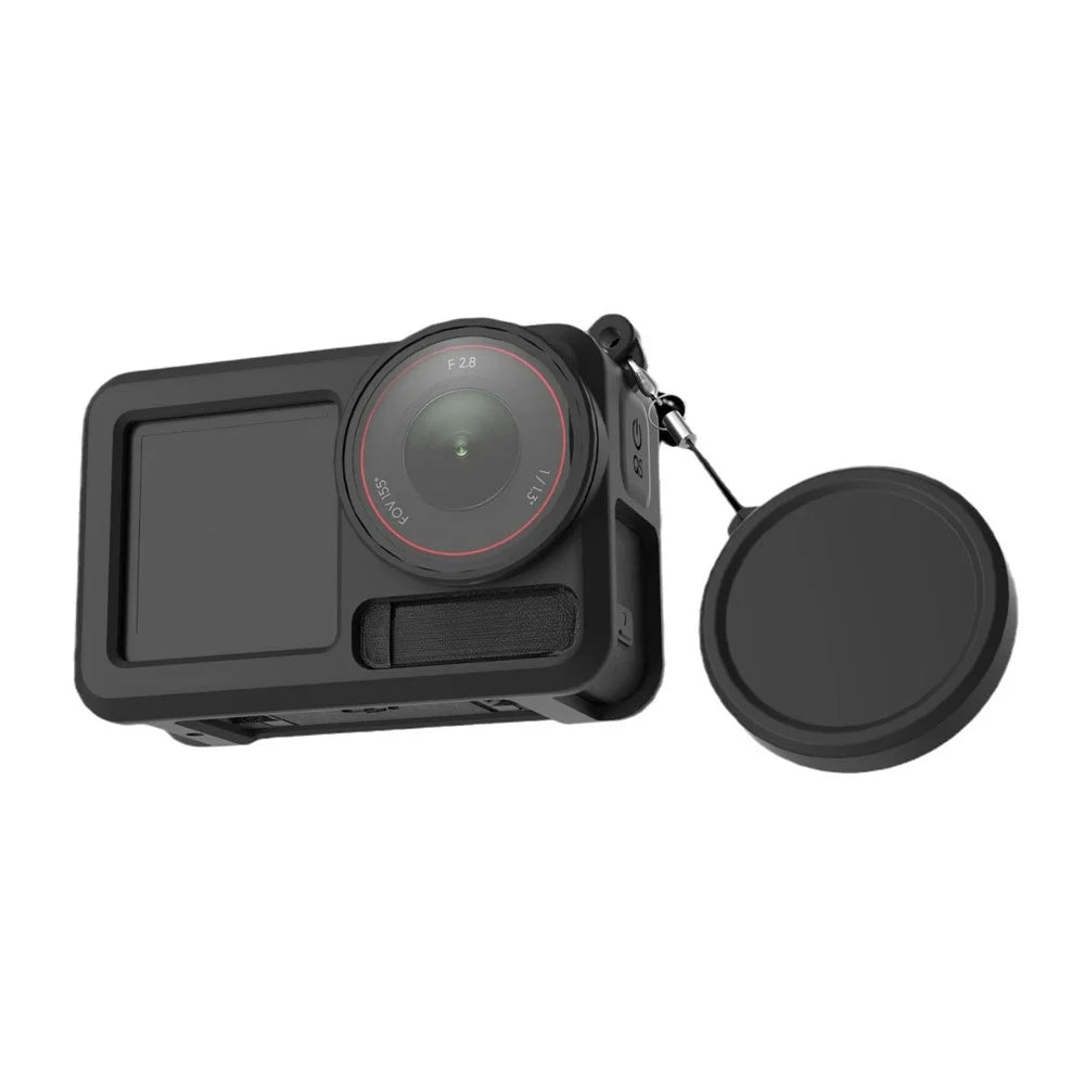 Silicone Case for DJI Osmo Action 3  /  4  /  5 Pro Shockproof Anti-scratch Lens Cap Body Protective Cover - Black - 2