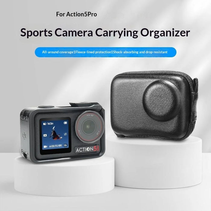 Semi-Open Hard Shell Case for DJI Osmo Action 5 Pro PU Leather Storage Bag Shockproof Portable Carrying Pouch - 2