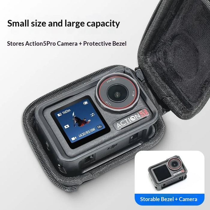 Semi-Open Hard Shell Case for DJI Osmo Action 5 Pro PU Leather Storage Bag Shockproof Portable Carrying Pouch - 3