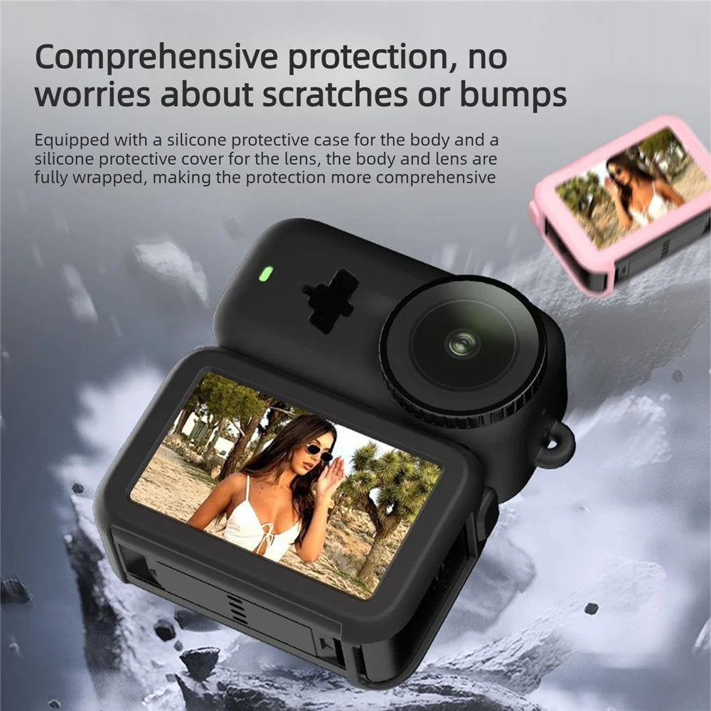 For DJI Osmo Nano Silicone Case Full Set Protective Cover with Lens Cap and Anti-lost Lanyard - Black - 2