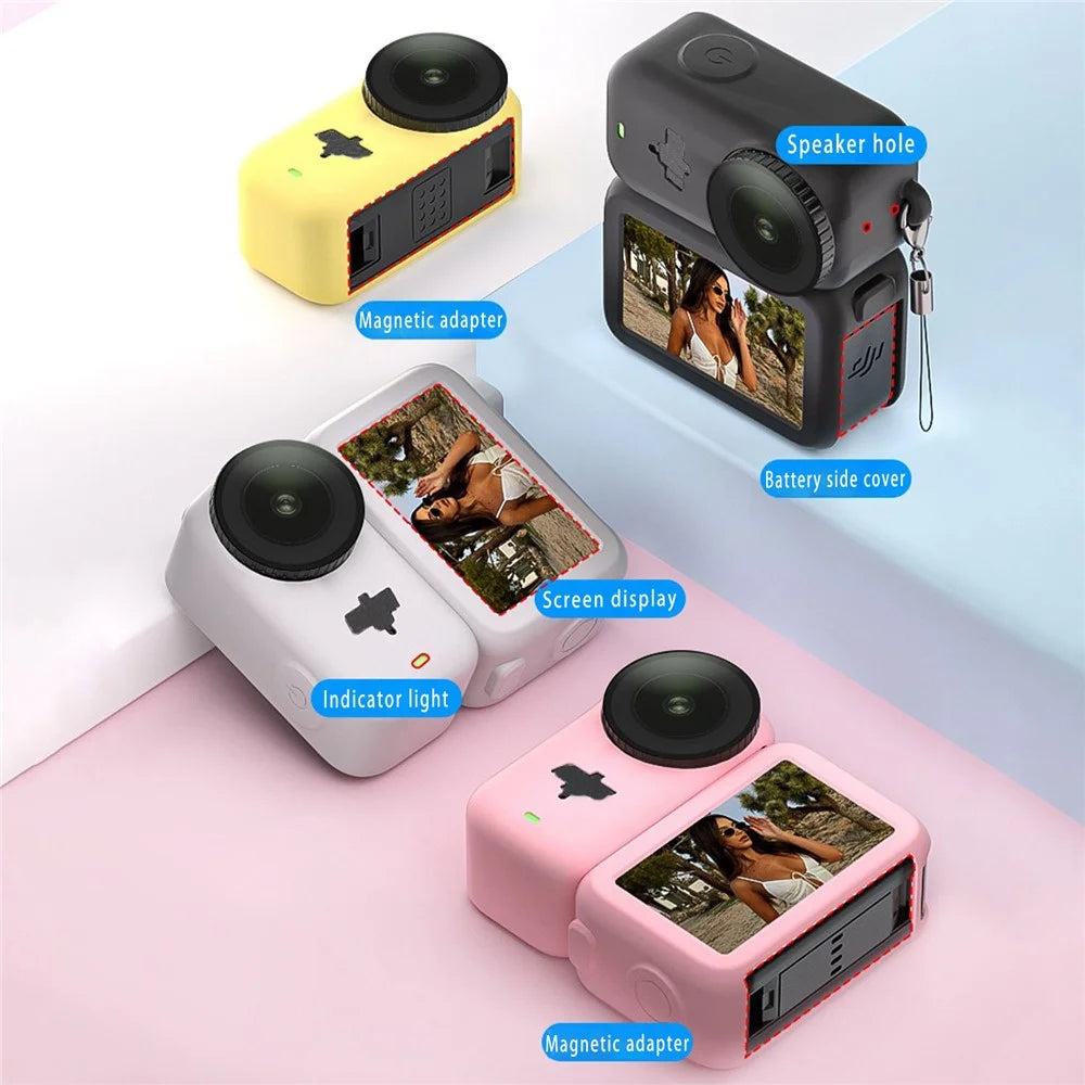 For DJI Osmo Nano Silicone Case Full Set Protective Cover with Lens Cap and Anti-lost Lanyard - Black - 5