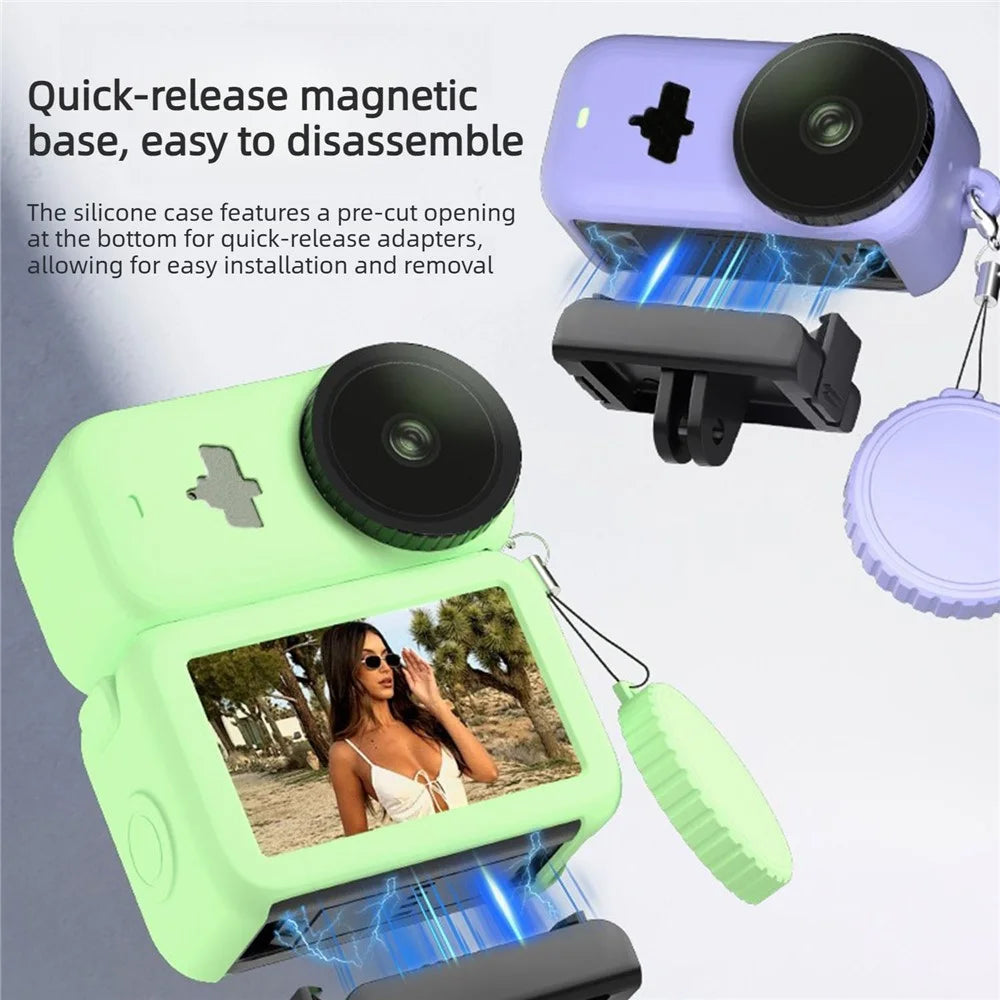 For DJI Osmo Nano Silicone Case Full Set Protective Cover with Lens Cap and Anti-lost Lanyard - Black - 6