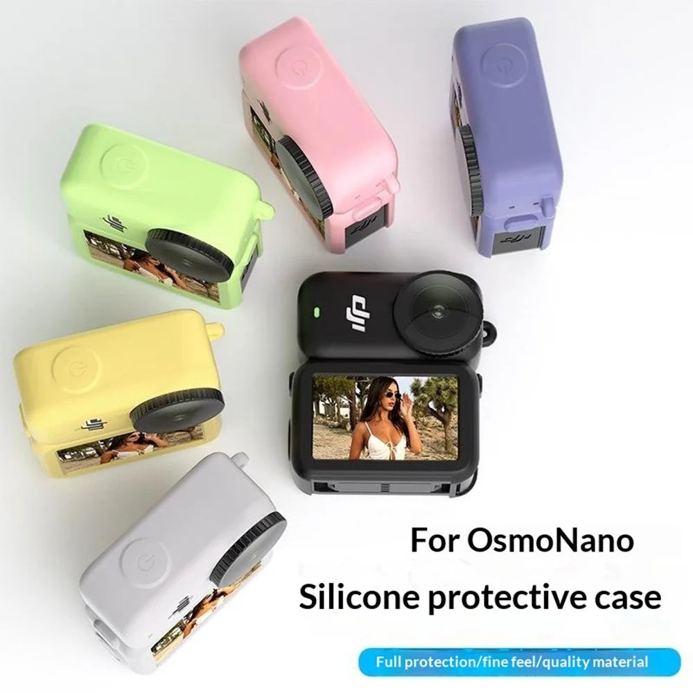 For DJI Osmo Nano Silicone Case Full Set Protective Cover with Lens Cap and Anti-lost Lanyard - Black - 7