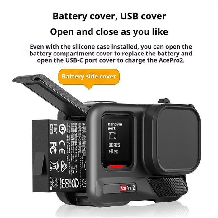 Silicone Case for Insta360 Ace Pro 2 Lens Cap Body Protective Cover Anti-slip Shockproof Camera Shell - 3
