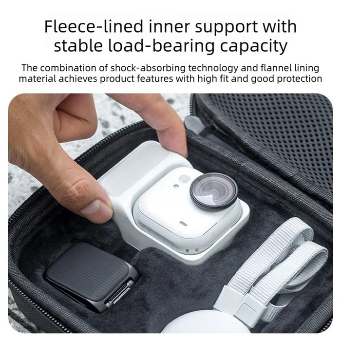 Carrying Case for Insta360 Go Ultra PU Hard Shell Storage Bag Shockproof Waterproof Protective Cover - Black - 3