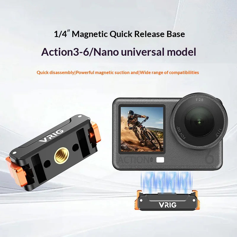 VRIG AC91 Magnetic Quick Release Mount for DJI Osmo Action 6 / 5 Pro / 4 / 3 / Nano / 360 Camera 1 / 4 Screw Base - A0295——AC / 91 - 3