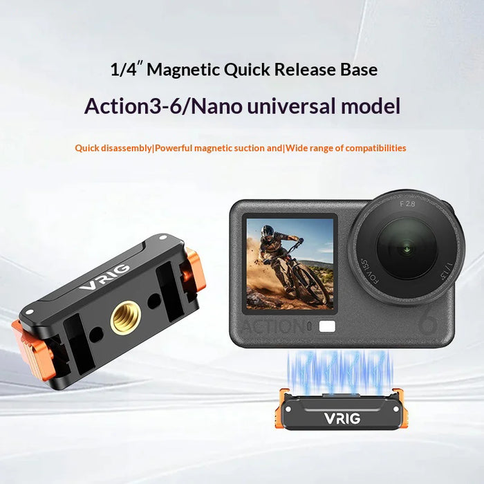 VRIG AC91 Magnetic Quick Release Mount for DJI Osmo Action 6 / 5 Pro / 4 / 3 / Nano / 360 Camera 1 / 4 Screw Base - A0295——AC / 91 - 3