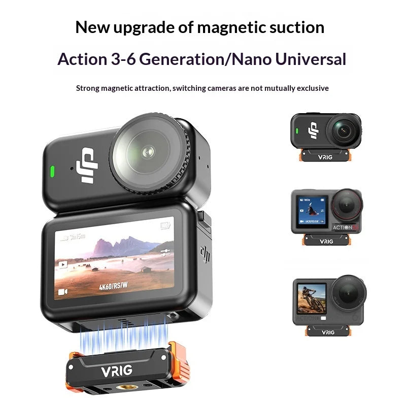 VRIG AC91 Magnetic Quick Release Mount for DJI Osmo Action 6 / 5 Pro / 4 / 3 / Nano / 360 Camera 1 / 4 Screw Base - A0295——AC / 91 - 7