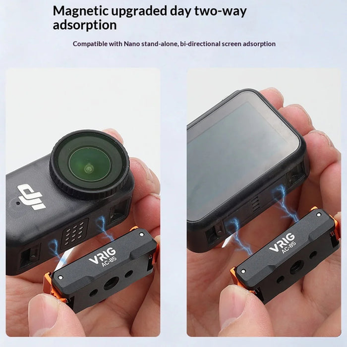 VRIG AC-85 For DJI Osmo Action 6 / Nano Quick Release Magnetic Mount Adapter with 1 / 4 Inch Screw Hole - Black - 6