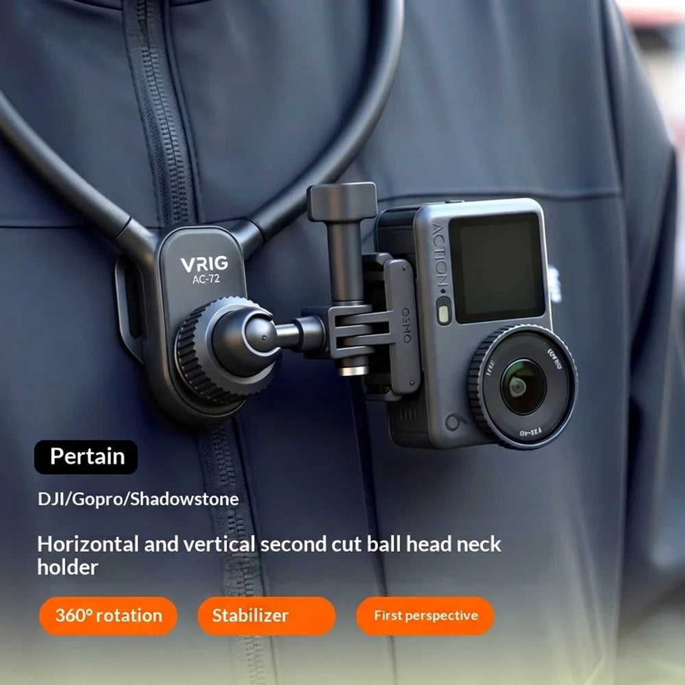 VRIG AC72 360 Degree Rotating Ball Head Neck Mount Holder for Action Camera Anti-shake Chest Strap - A0271-AC/72 - 3