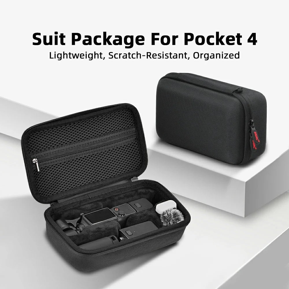 BRDRC Carrying Case for DJI Osmo Pocket 4 Hard Shell Storage Bag Nylon Waterproof Protective Travel Pouch - Black - 2