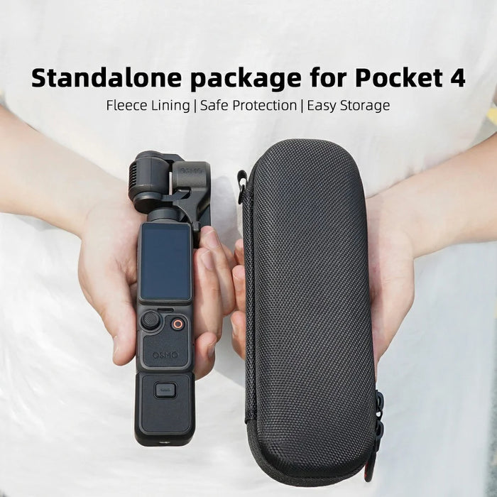 BRDRC Carrying Case for DJI Osmo Pocket 4 Nylon Hard Shell Protective Storage Bag with Wrist Strap & Carabiner - Black - 2