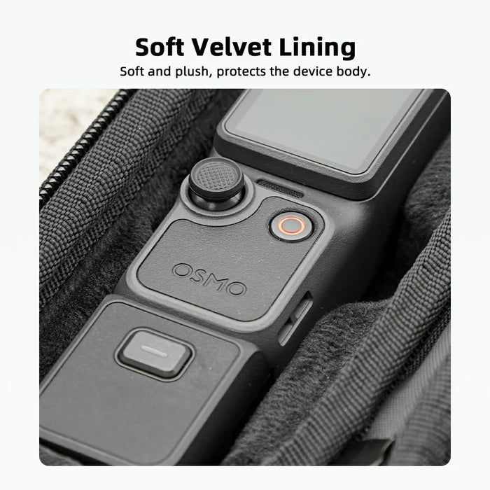 BRDRC Carrying Case for DJI Osmo Pocket 4 Nylon Hard Shell Protective Storage Bag with Wrist Strap & Carabiner - Black - 6