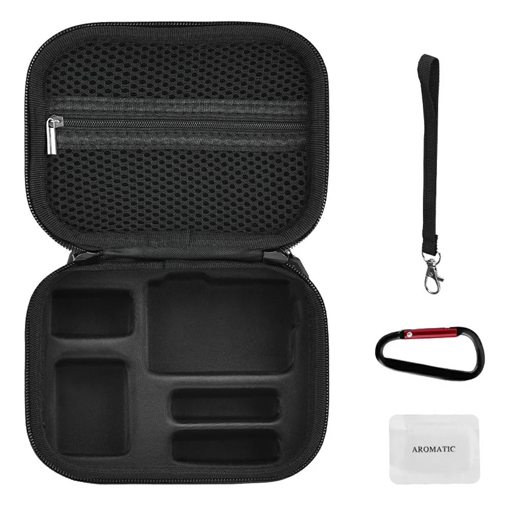 BRDRC Standard Kit Carrying Pouch for DJI Osmo Action 6  /  5 Pro  /  4 Hard Shell Case Shockproof Storage Bag with Wrist Strap & Carabiner - Black - 1