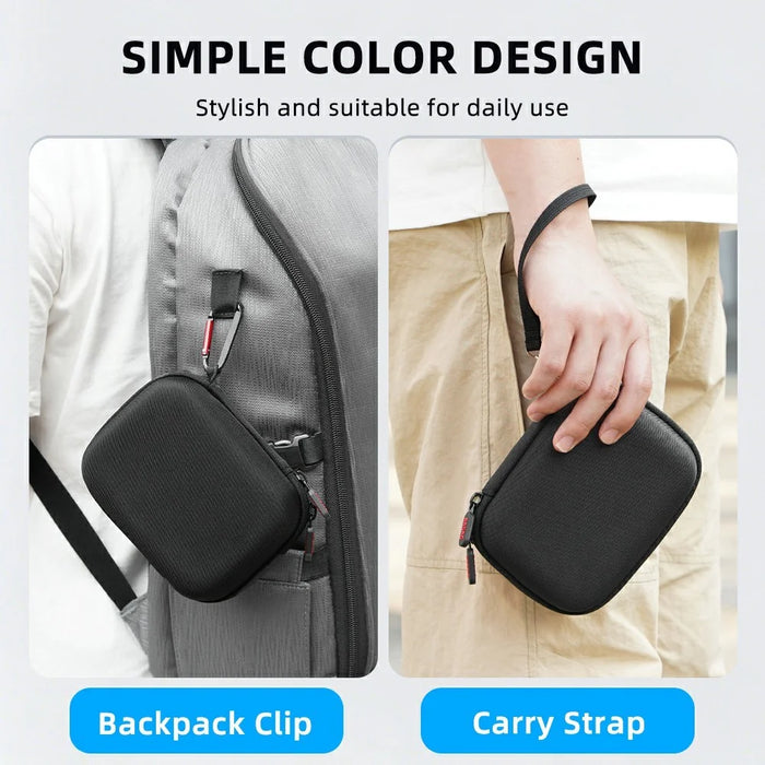BRDRC Standard Kit Carrying Pouch for DJI Osmo Action 6  /  5 Pro  /  4 Hard Shell Case Shockproof Storage Bag with Wrist Strap & Carabiner - Black - 7