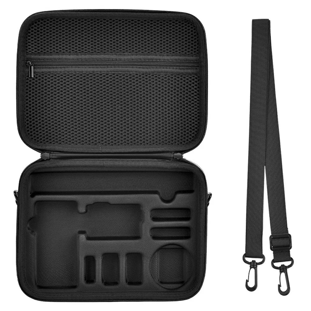 BRDRC All-in-One Carrying Case for DJI Osmo Action 6 Precision Molding Shockproof Storage Bag with Shoulder Strap - Black - 1