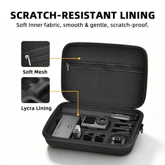 BRDRC All-in-One Carrying Case for DJI Osmo Action 6 Precision Molding Shockproof Storage Bag with Shoulder Strap - Black - 7