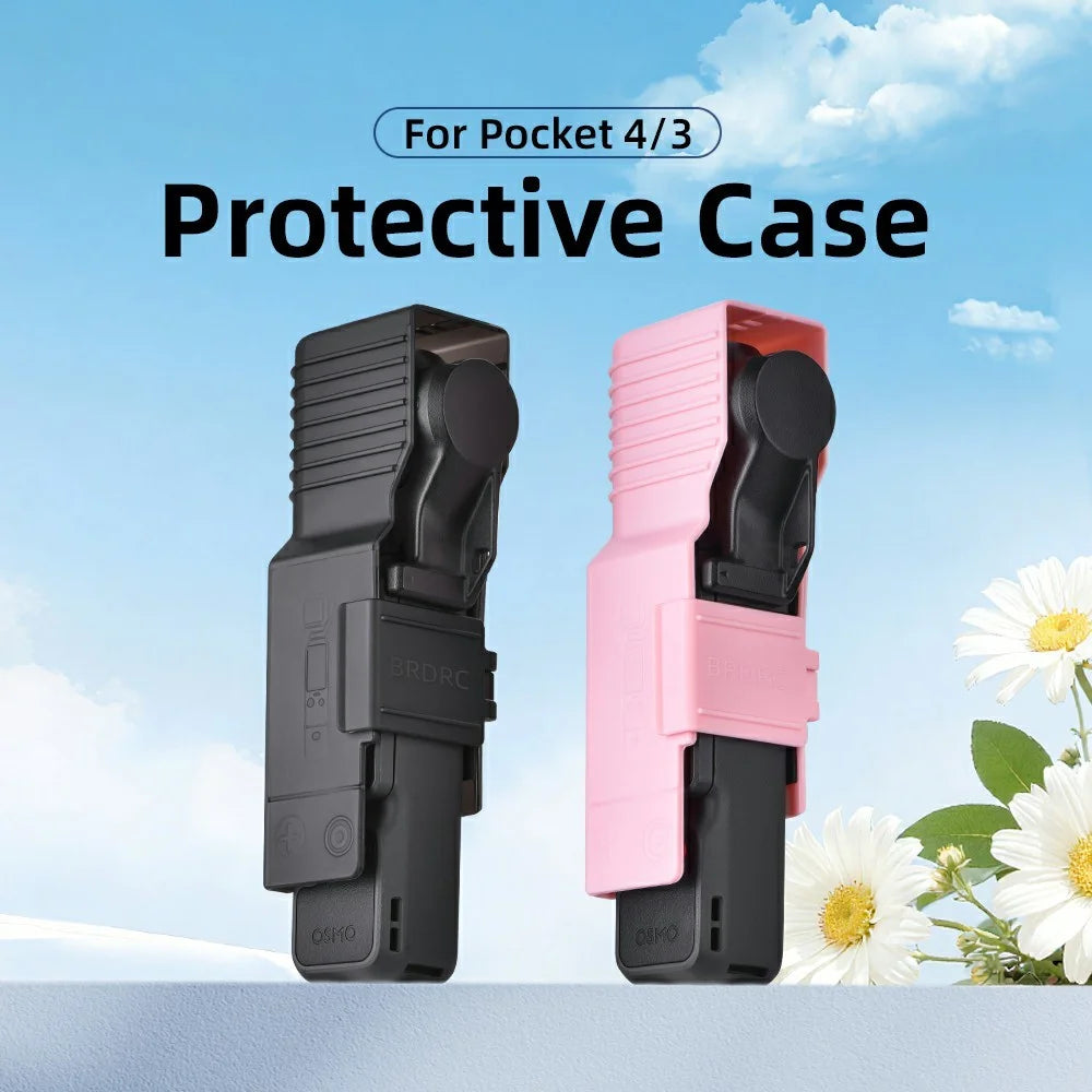 BRDRC Protective Case for DJI Osmo Pocket 4  /  3 Hard Shell Shockproof Cover with Lanyard - Black - 2