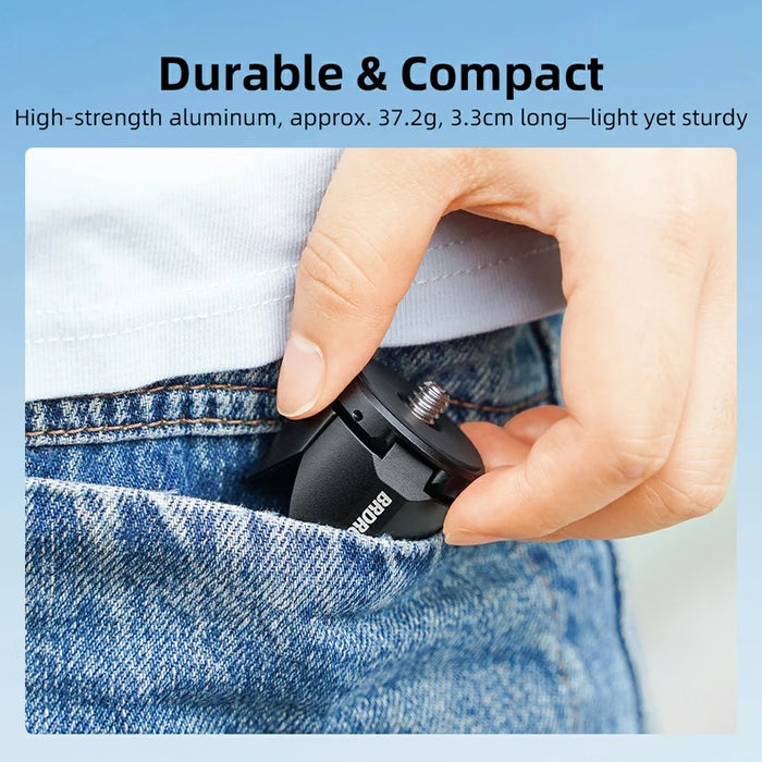 BRDRC Mini Tripod for Action Camera Magnetic Mount Auto Open Close Aluminum Alloy Portable Foldable Desktop Stand - Black - 6