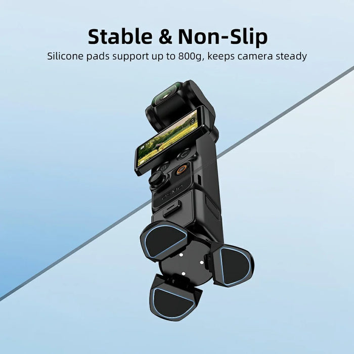 BRDRC Mini Tripod for Action Camera Magnetic Mount Auto Open Close Aluminum Alloy Portable Foldable Desktop Stand - Black - 7