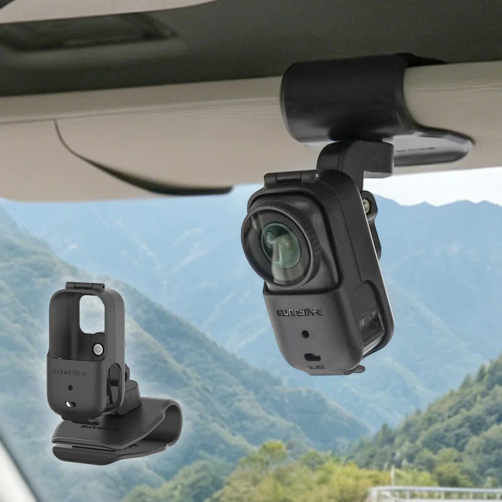 SUNNYLIFE ON-MJ165 For DJI Osmo Nano Car Sun Visor Mount 360 Degree Rotatable Action Camera Holder Vehicle Clip - Black - 3