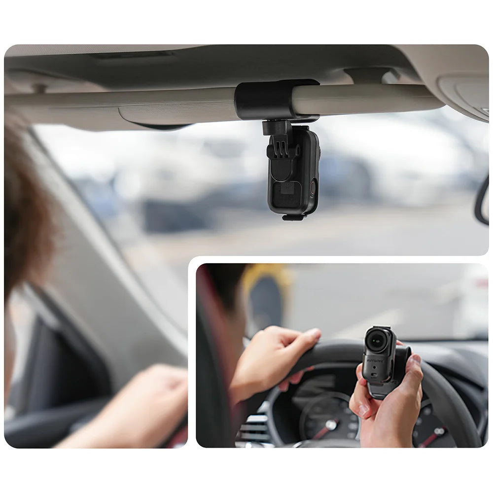SUNNYLIFE ON-MJ165 For DJI Osmo Nano Car Sun Visor Mount 360 Degree Rotatable Action Camera Holder Vehicle Clip - Black - 5