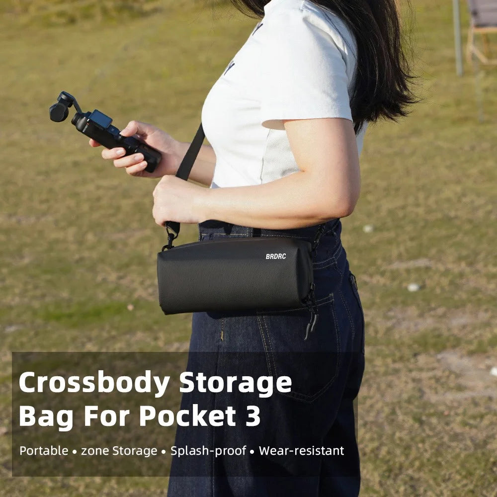 BRDRC Crossbody Storage Bag for DJI Osmo Pocket 4 / 3 Handheld Carrying Case Shoulder Bag - Black - 3