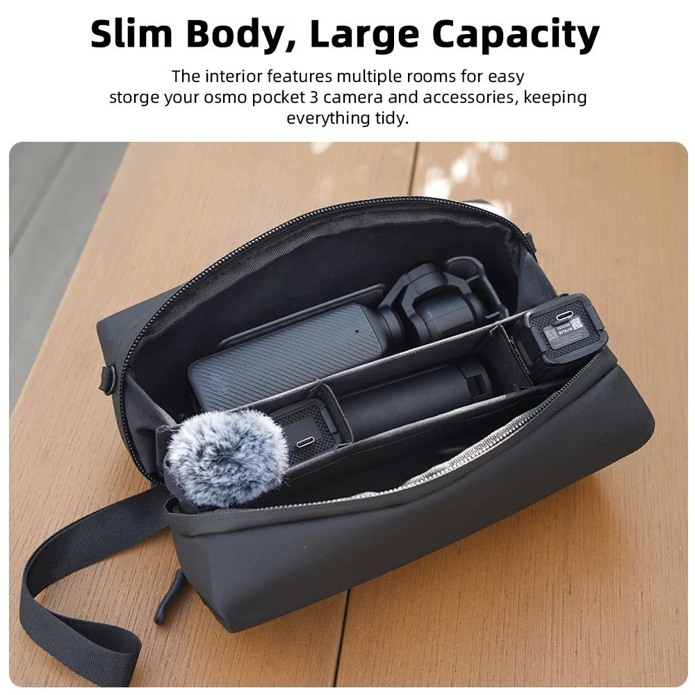 BRDRC Crossbody Storage Bag for DJI Osmo Pocket 4 / 3 Handheld Carrying Case Shoulder Bag - Black - 5