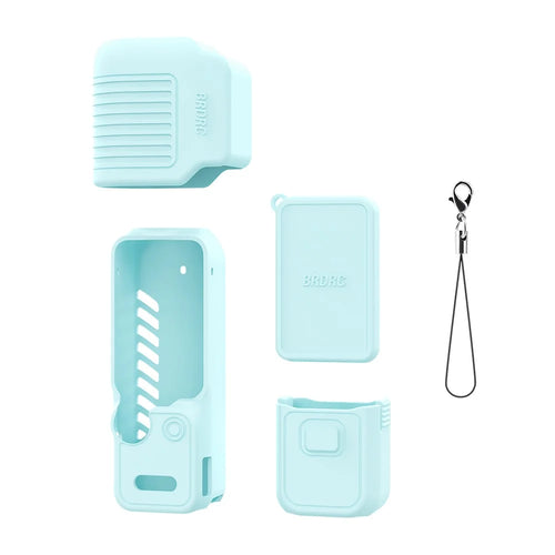 BRDRC Silicone Case for DJI Osmo Pocket 4 Full Body Protective Cover with Lens Cap / Screen Cover / Strap - Blue - 1