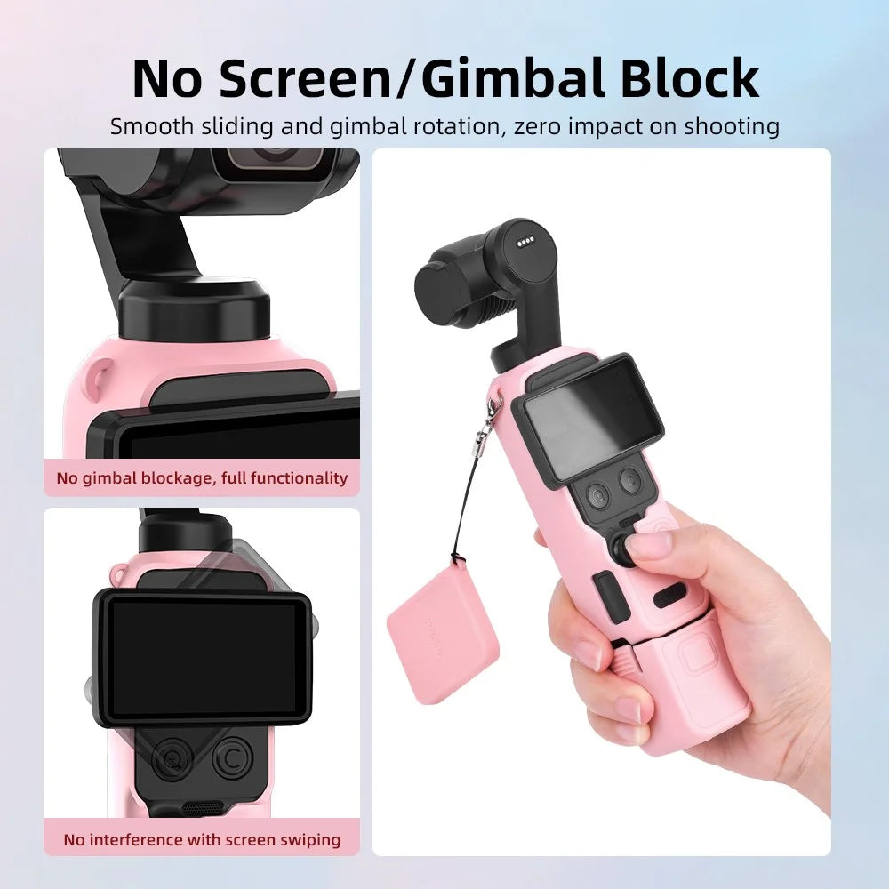 BRDRC Silicone Case for DJI Osmo Pocket 4 Full Body Protective Cover with Lens Cap / Screen Cover / Strap - Blue - 3